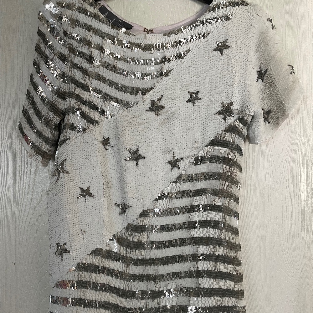 Vintage Patriotic American Flag Sequin Stars and Stripes Shirt